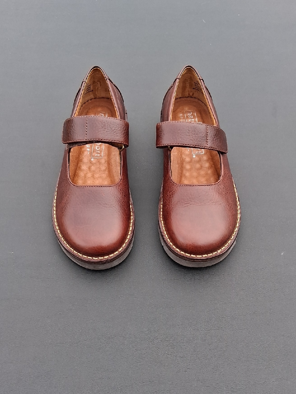 Natural Sport-Mary Jane Dress Shoes Leather Upper with Hook-and-Loop Strap Size6